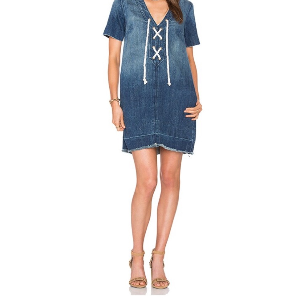 Current/Elliott Blue Swim Coverup with Lace-Up Detail